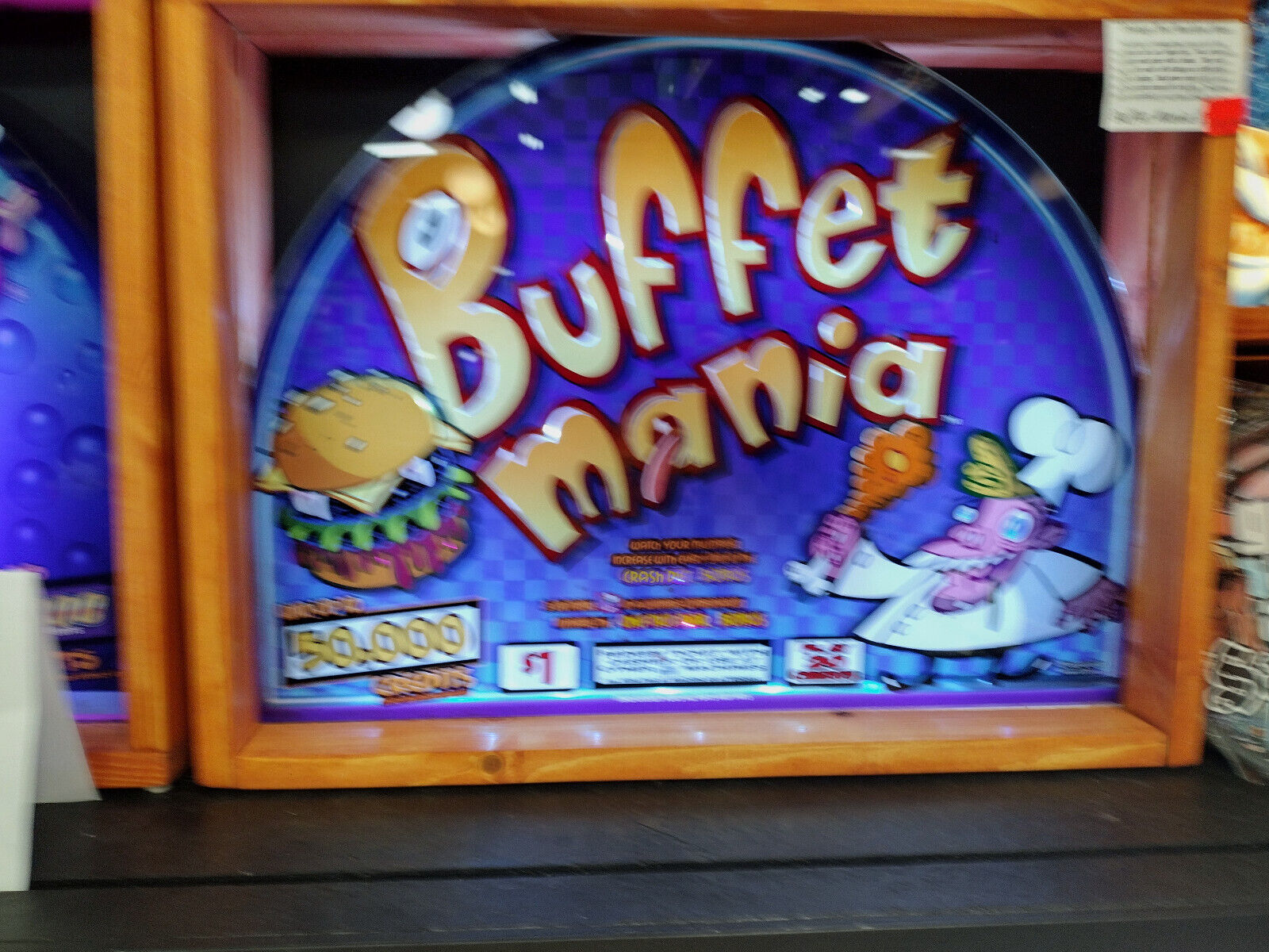 Buffet Mania (Vintage Slot Machine Glass) Framed & Backlit
