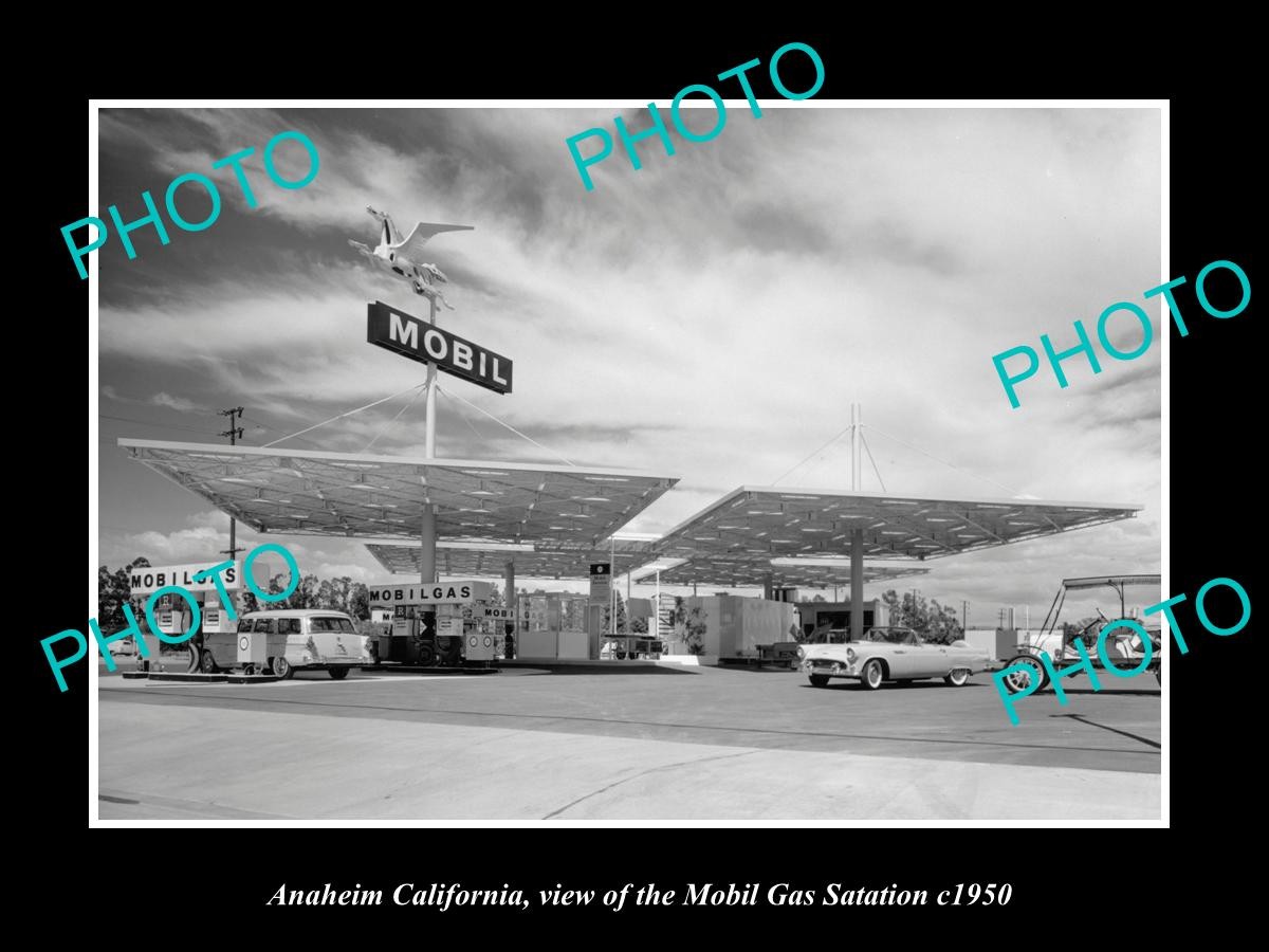 Anaheim California The Mobil Gas Station c1950 Old Large Historic Photo Anaheim California The Mobil Gas Station c1950 Old Large Historic Photo