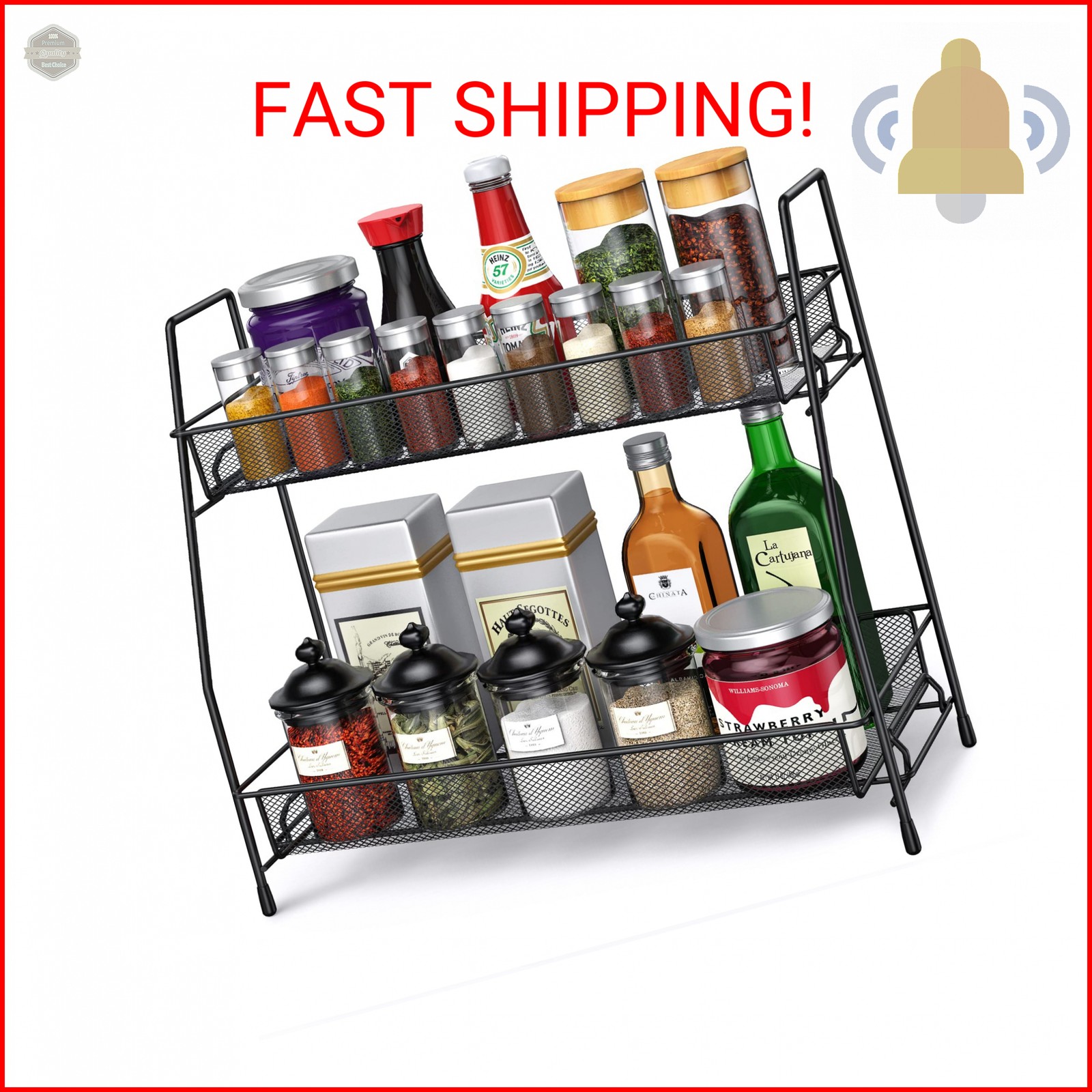 SPISPI Spice Rack Organizer for Cabinet, Bathroom Organizer Countertop, Bathroom
