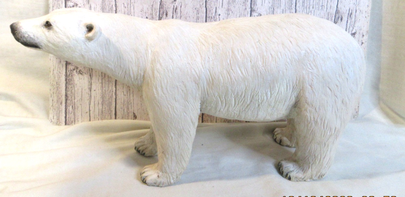 MID CENTURY~STUDIO ART HEAVY STONE/POTTERY~CUT OUT FOOTPADS~ POLAR BEAR, SIGNED