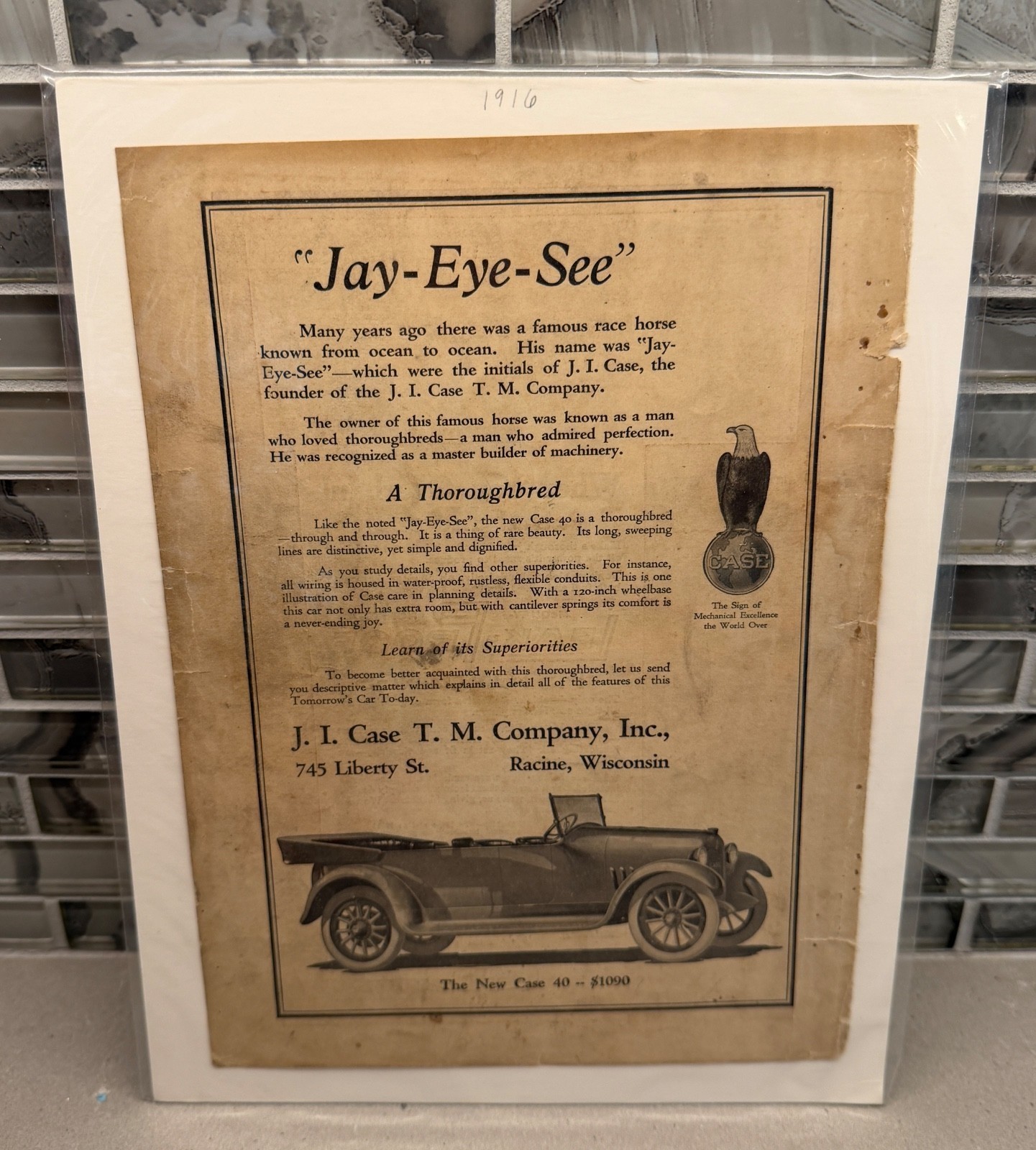 Vintage J.I. Case ‘Jay-Eye-See’ 40 Automobile Advertising Brochure – 1920s Colle