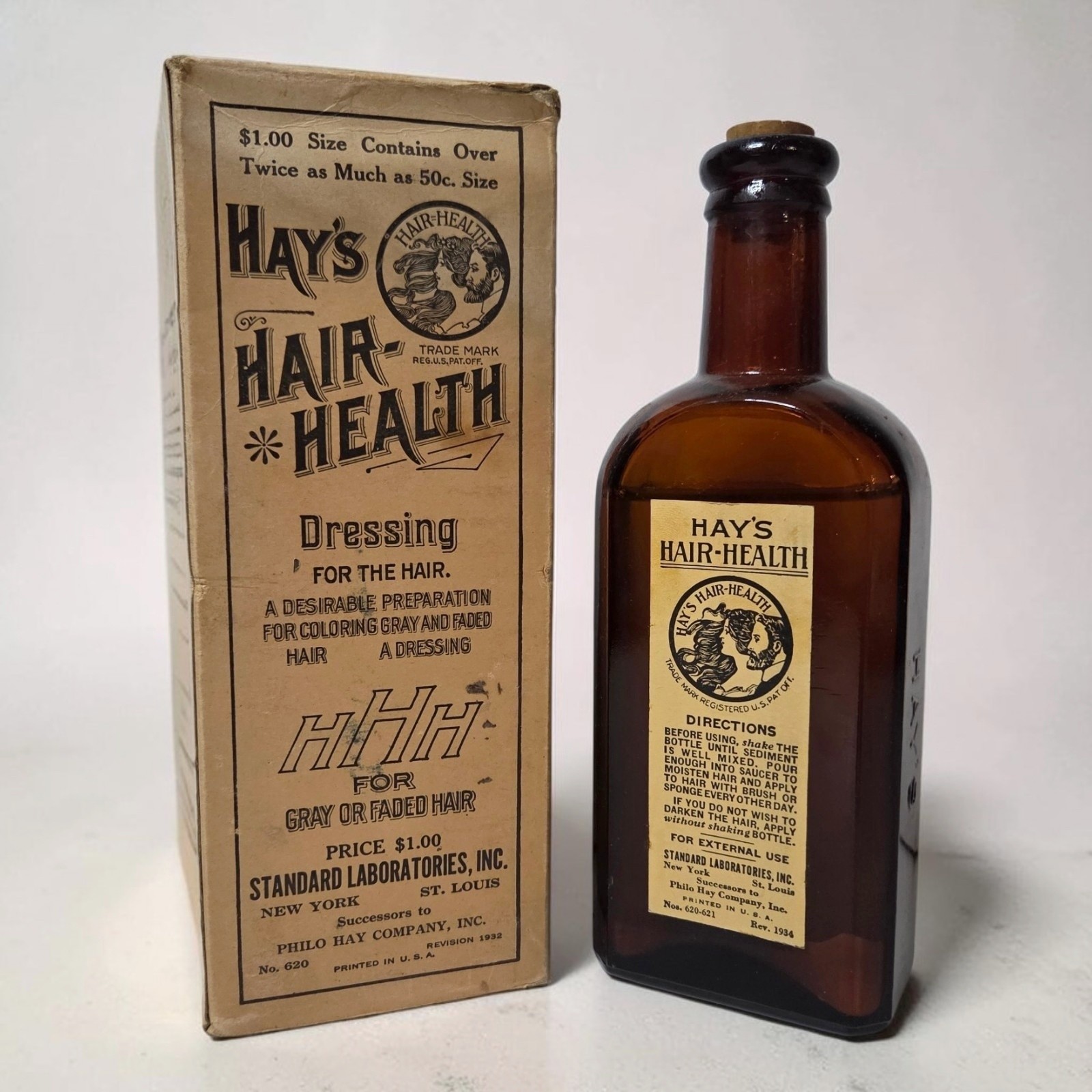 Antique Hay\'s Hair Health Bottle Original Box Salon Barber Apothecary Display