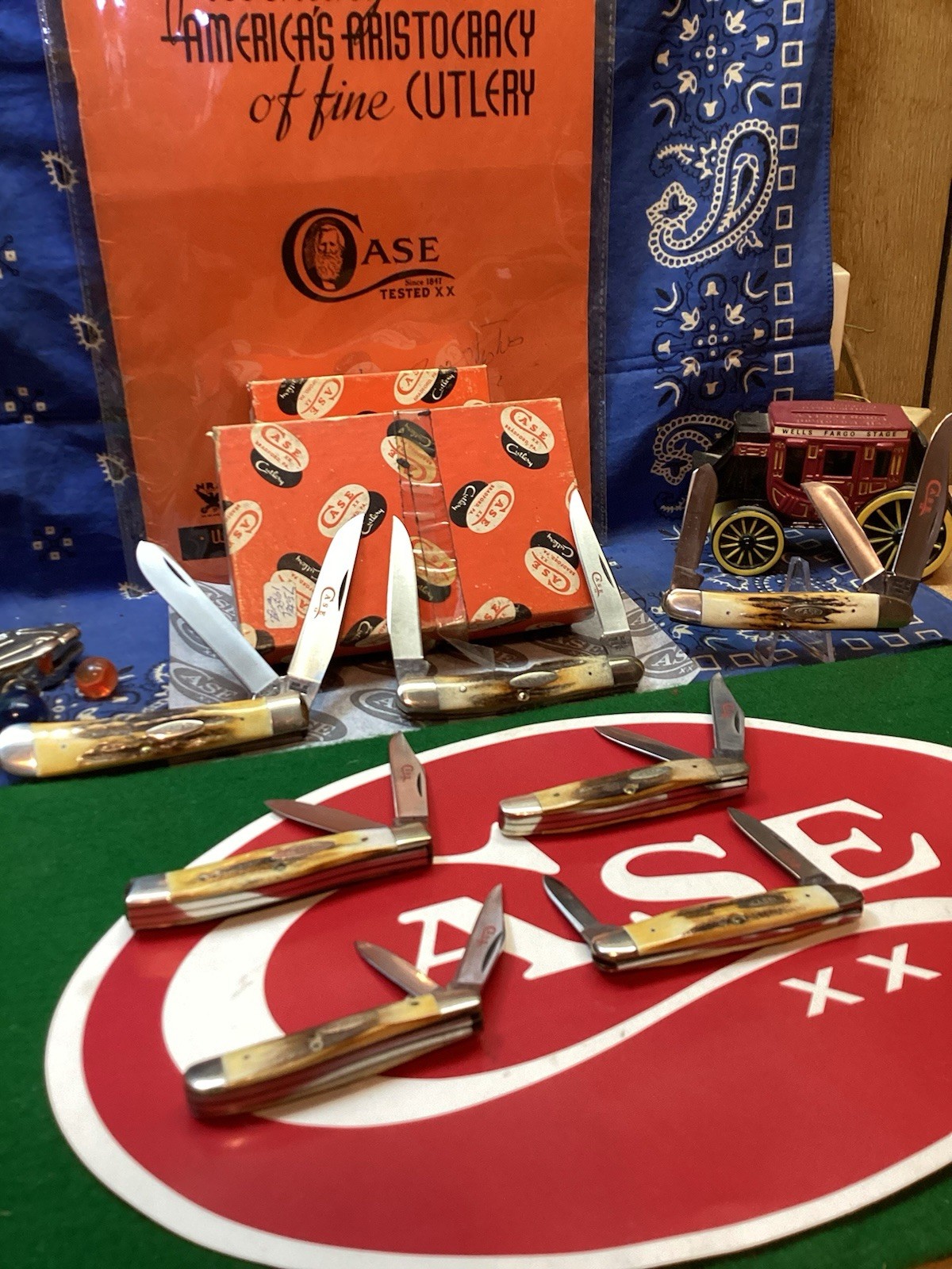 CASE XX RED LETTER KNIFE SET STAG-1978-MINT,BOX