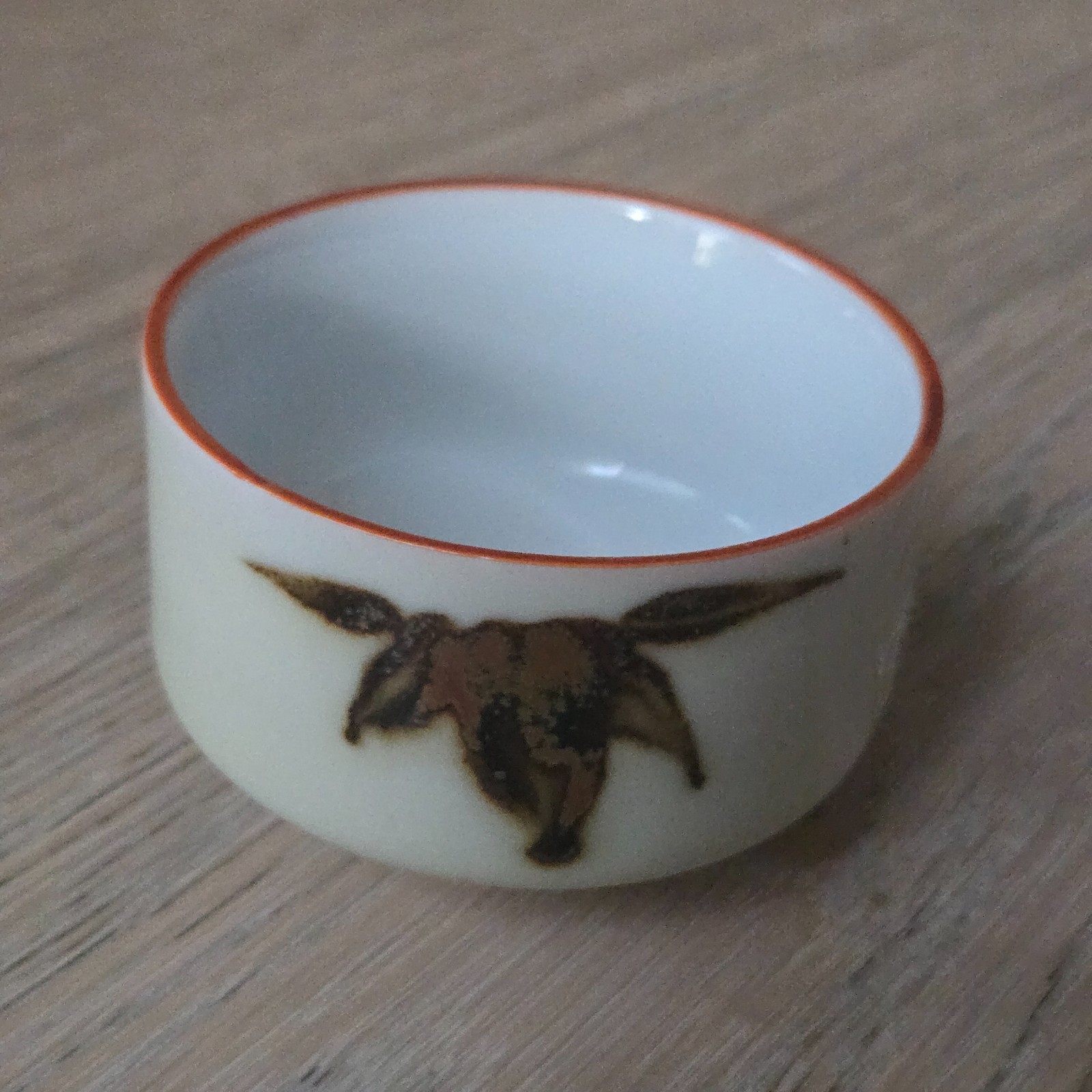 Japanese Vintage White Brown Small Porcelain Sake Cup