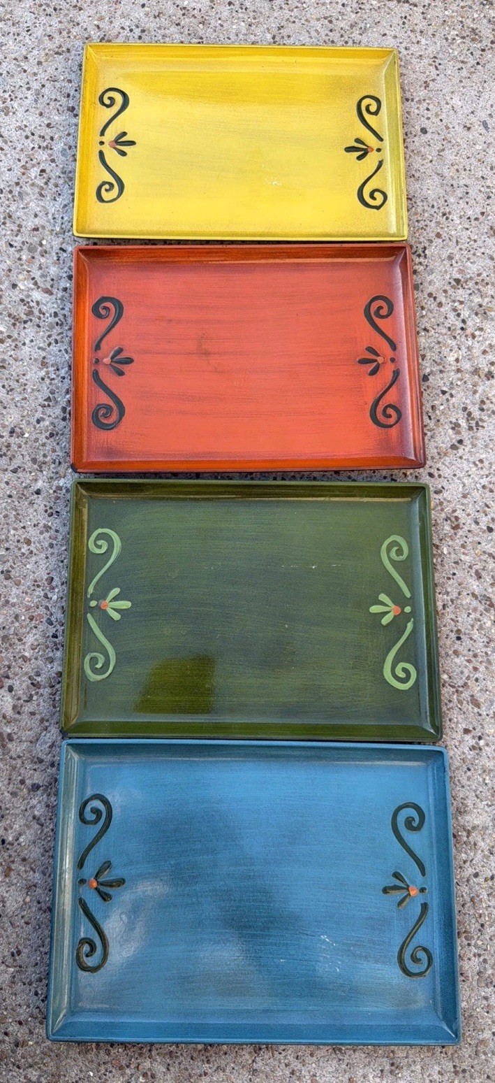 Vtg 60s MCM Retro Davar Serving Tray Sushi Lacquer Ware Set 1965 4 Pc Japan Rare