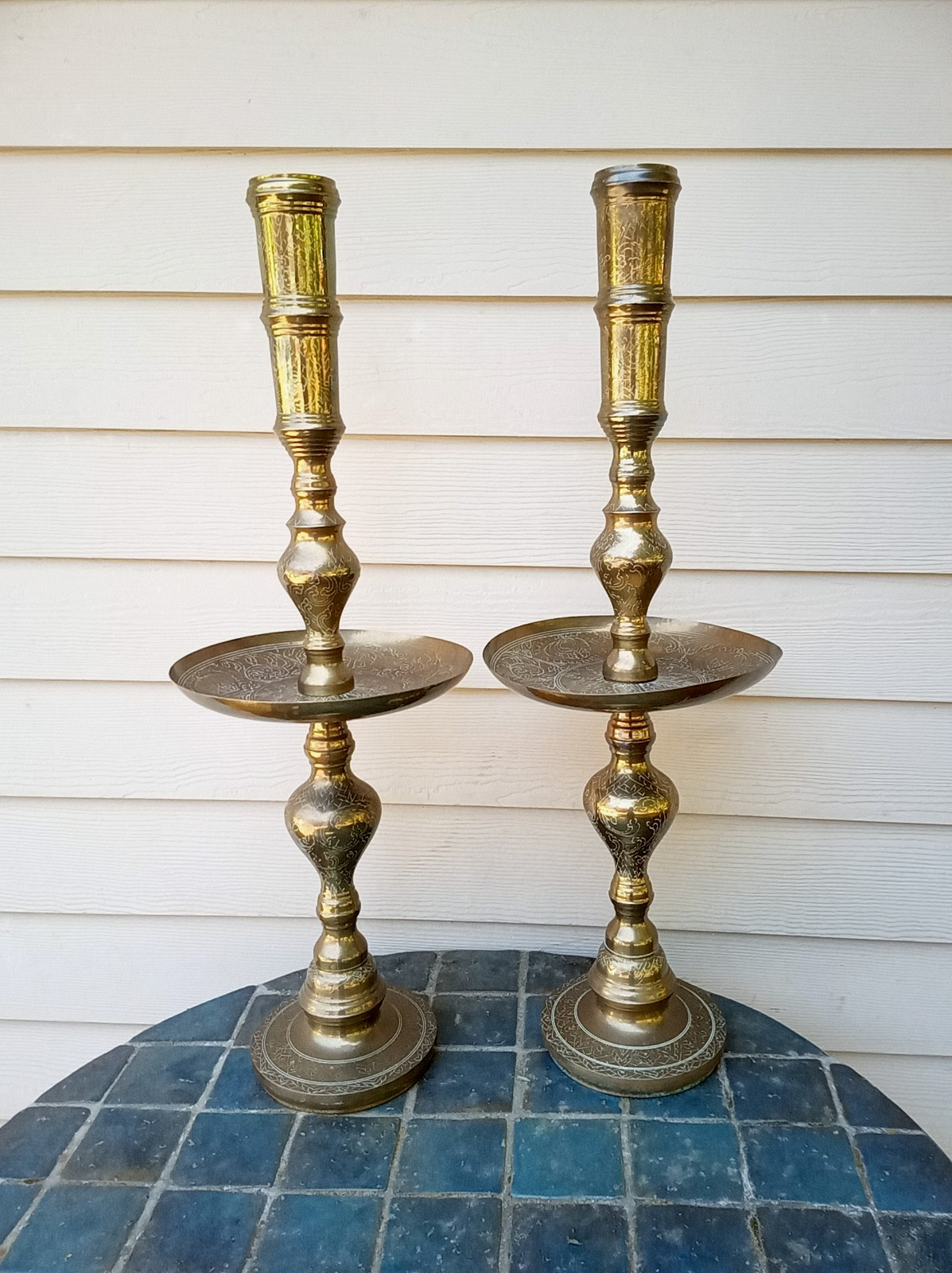 Vintage pair of brass candlesticks candleholders 30\