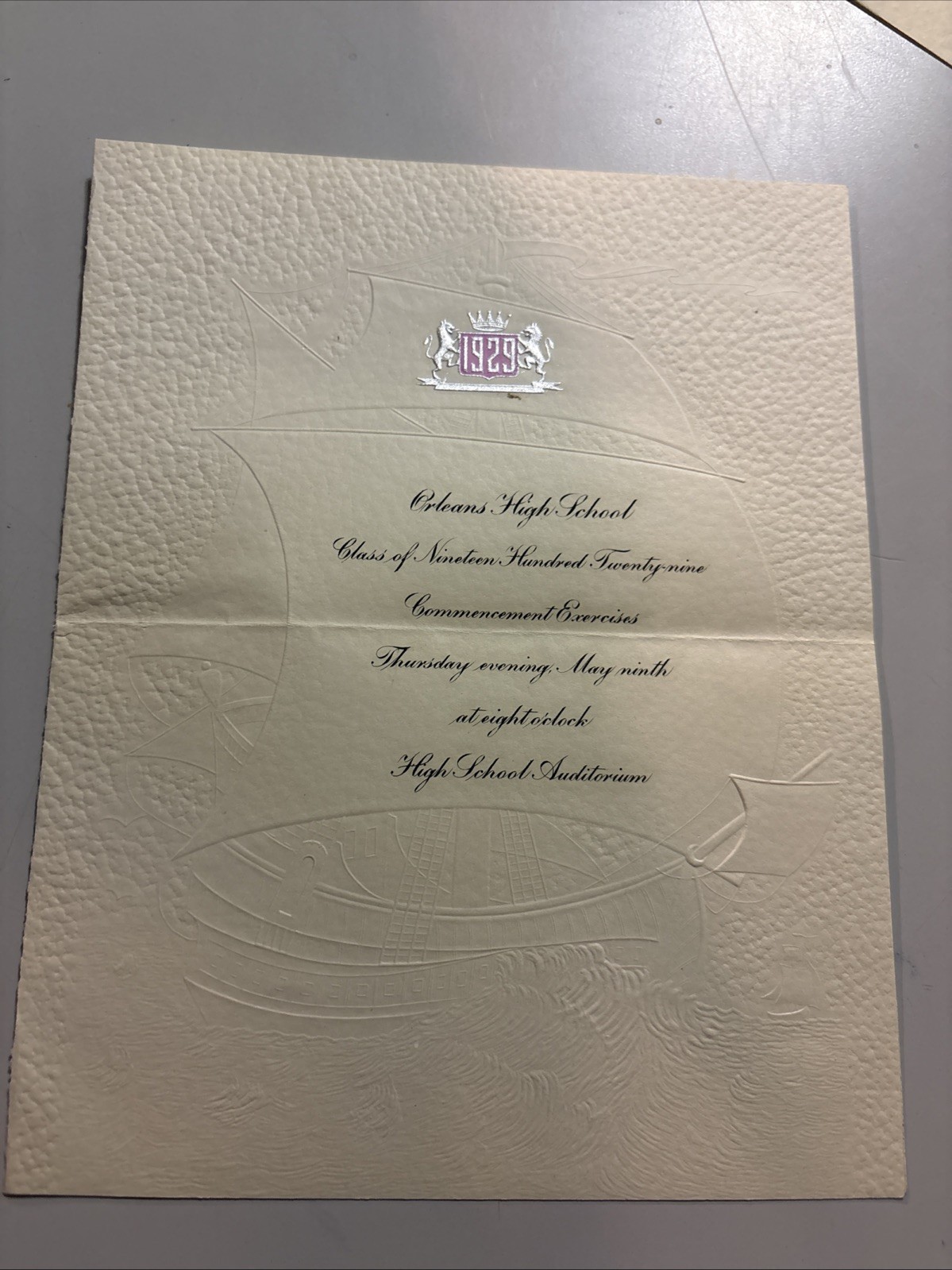 Orleans High School (Indiana) 1929 Original Graduation Announcement