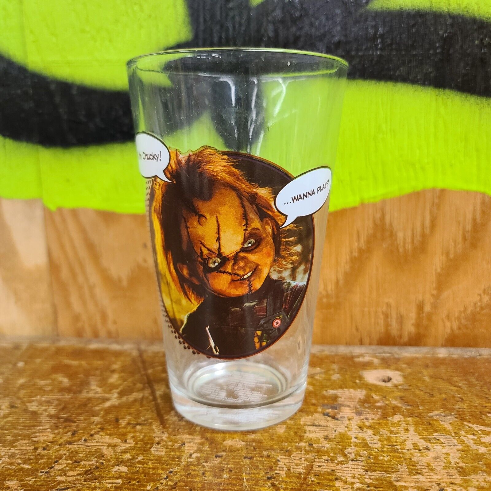 Child's Play Chucky 16oz Drinking Glass Hi I'm Chucky Wanna Play