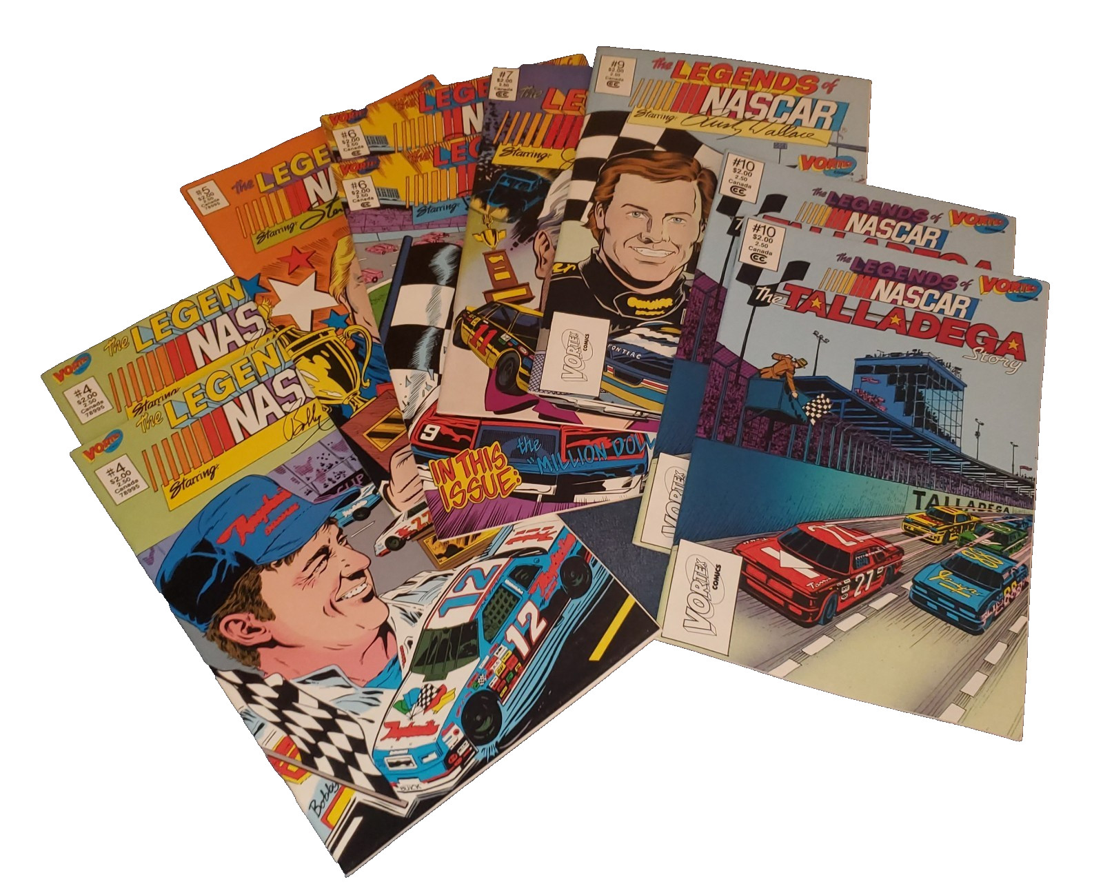 Legends of Nascar/ Lot of 9 Vortex Comics VF/NM 4(2x) 5 6(2x) 7 9 & 10 (2x) 1991