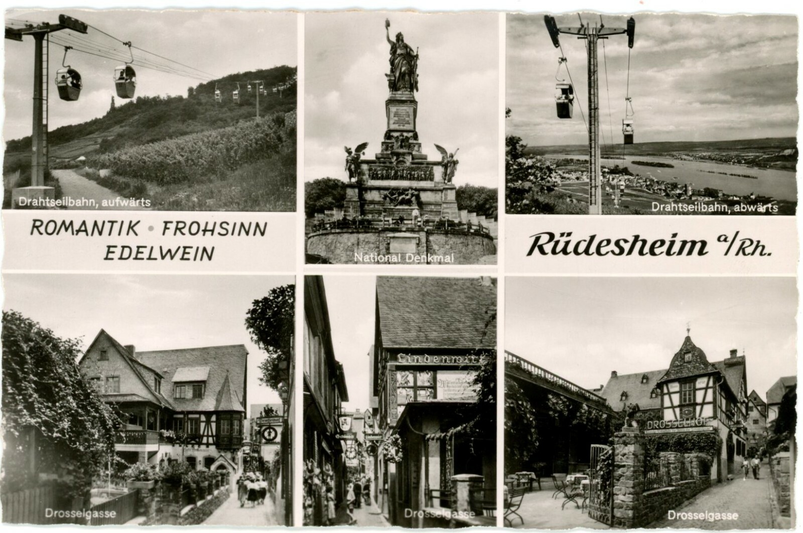 Rüdesheim Germany Drosselgasse Niederwalddenkmal RPPC Postcard 1956 Posted