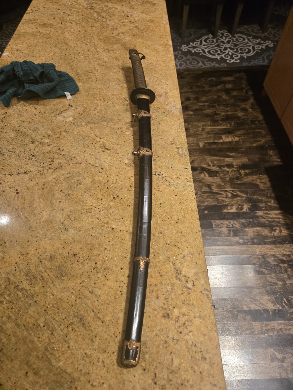 Japanese WWII Naval Officer's Kai- Gunto scabbard original, bring back paper