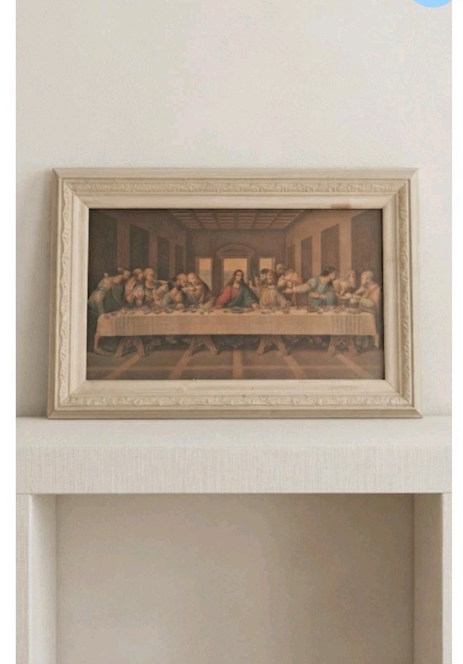 Vintage Zabateri The Last Supper Print - Framed Glass Wall Art - 1960s MCM