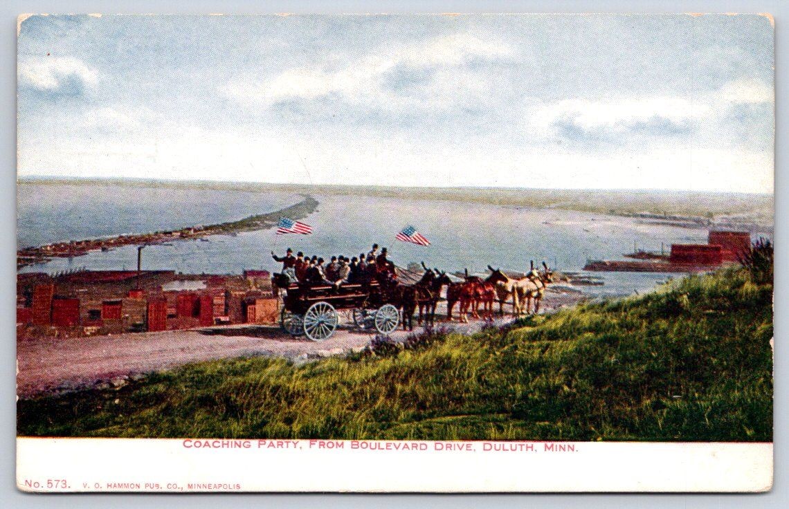 Antique Minnesota Postcard DULUTH Coaching Party Boulevard 1905 Antique Minnesota Postcard DULUTH Coaching Party Boulevard 1905
