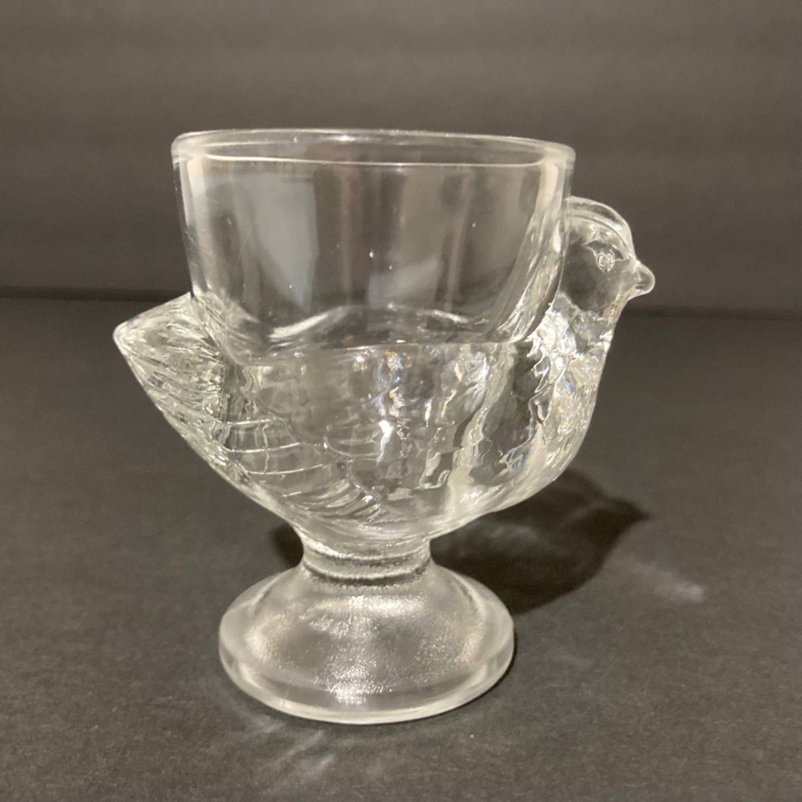Vintage Glass Hen Chicken Shaped Egg Cup By Luminarc Made In France