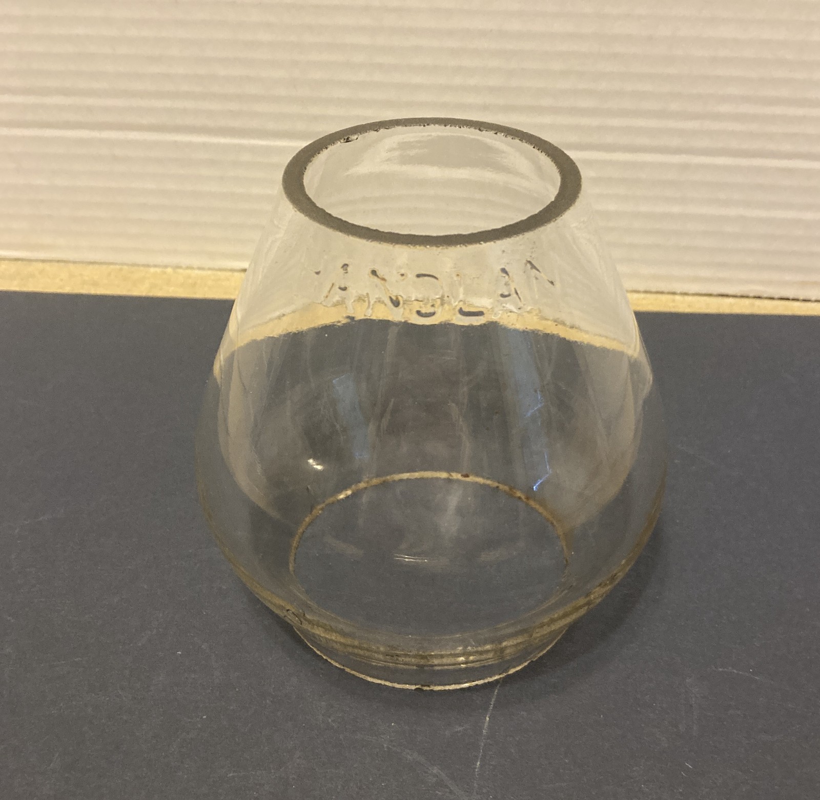 Antique Clear Embossed Handlan Railroad Lantern Globe 4 1/2
