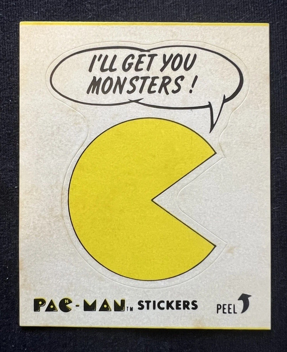 1980 FLEER #31 PAC-MAN *WHITE ROOKIE CARD* STICKER SERIES 1 NO EYES LOW POP VG