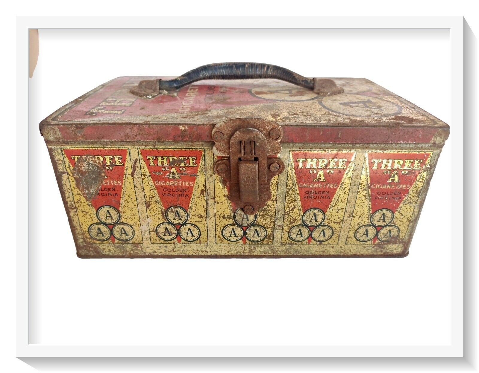 Vintage Three \'A\' Cigarette Box Golden Virginia Lithograph Decorative Collection