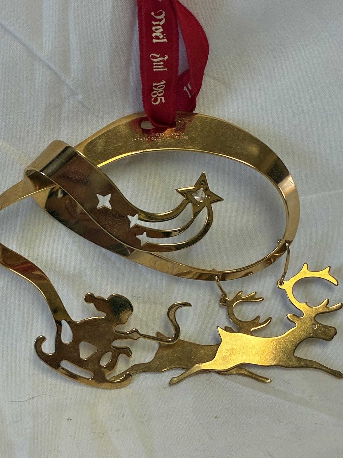 Vintage Georg Jensen 1985 Christmas Ornament 24ct Gold Plated Denmark