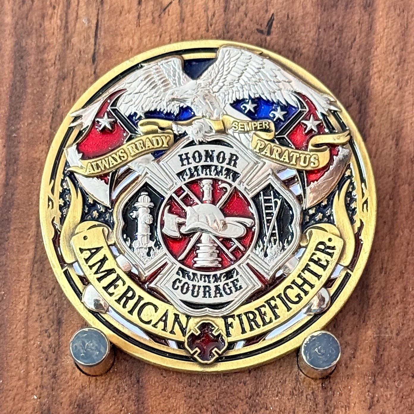 American Firefighter First In Last Out Honor Courage Challenge Coin  M#17