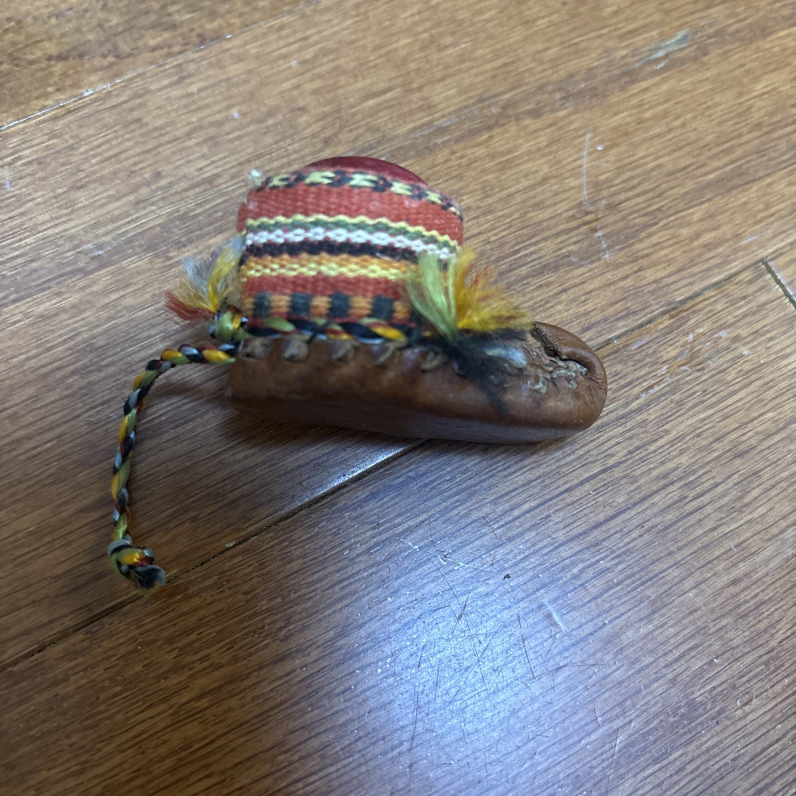 Shoe Shaped Leather Pin Cushion with Fabric Top