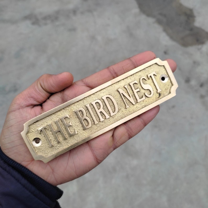 Custom Brass Sign – Raised Letter Nameplate, Door Plaque, House Address Handmade