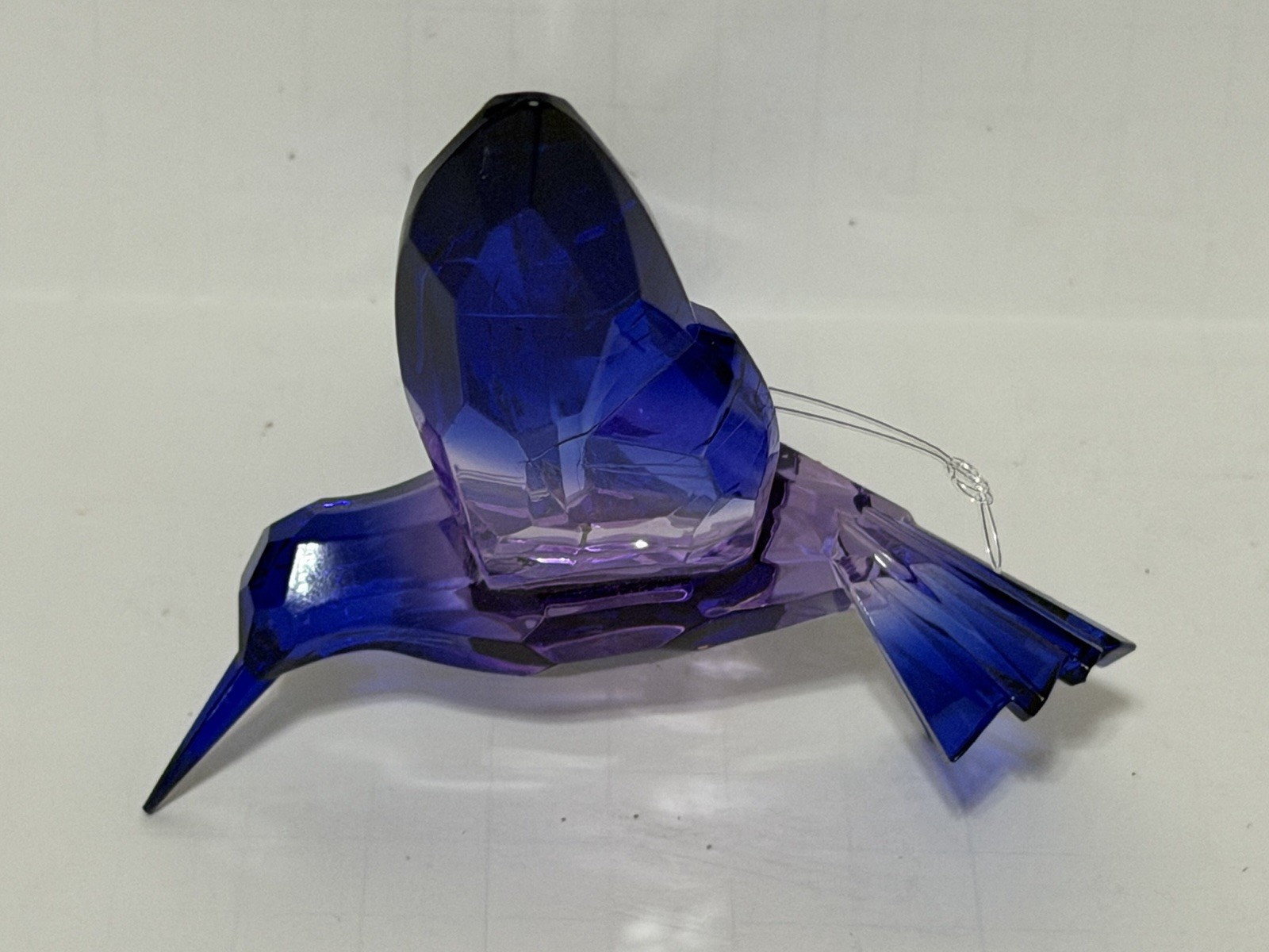 Gorgeous Glass Blue Purple HUMMINGBIRD Figurine Bird 4 x 7