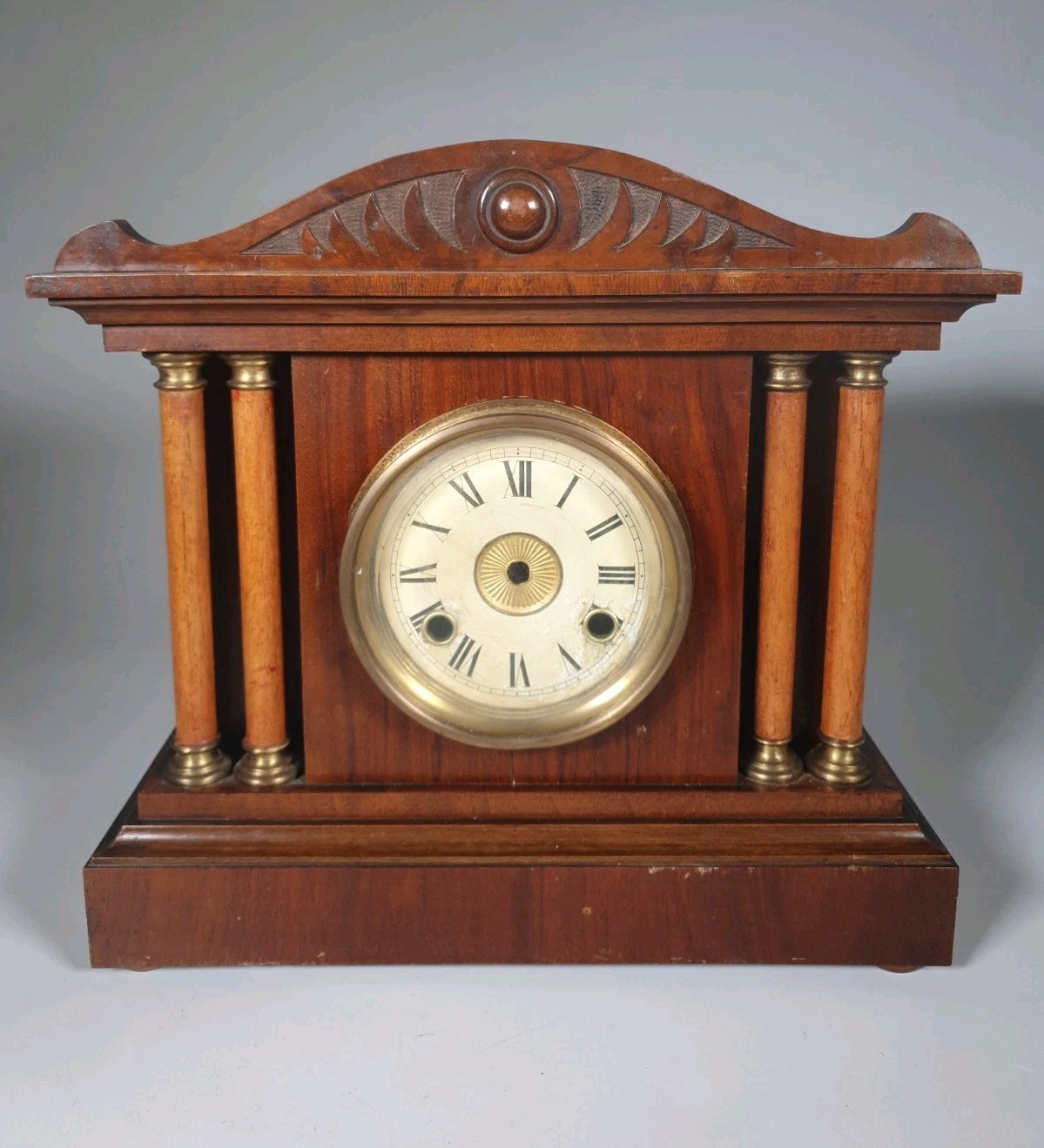 Antique Wooden Mantel Clock Case Architectural Columns Restoration Spares Repair