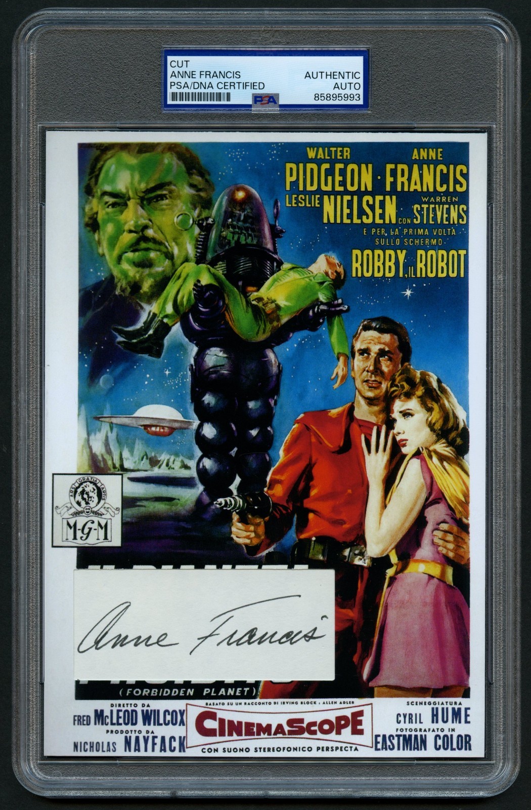 Anne Francis signed autograph 5.5x7.5 Actress Forbidden Planet Custom Cut PSA