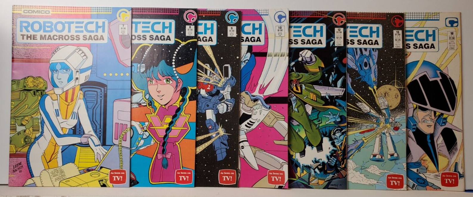 Robotech Macross Saga #7-10 #12, #13, #18 MANGA ANIME (7) LOT Herman 1986 Comico