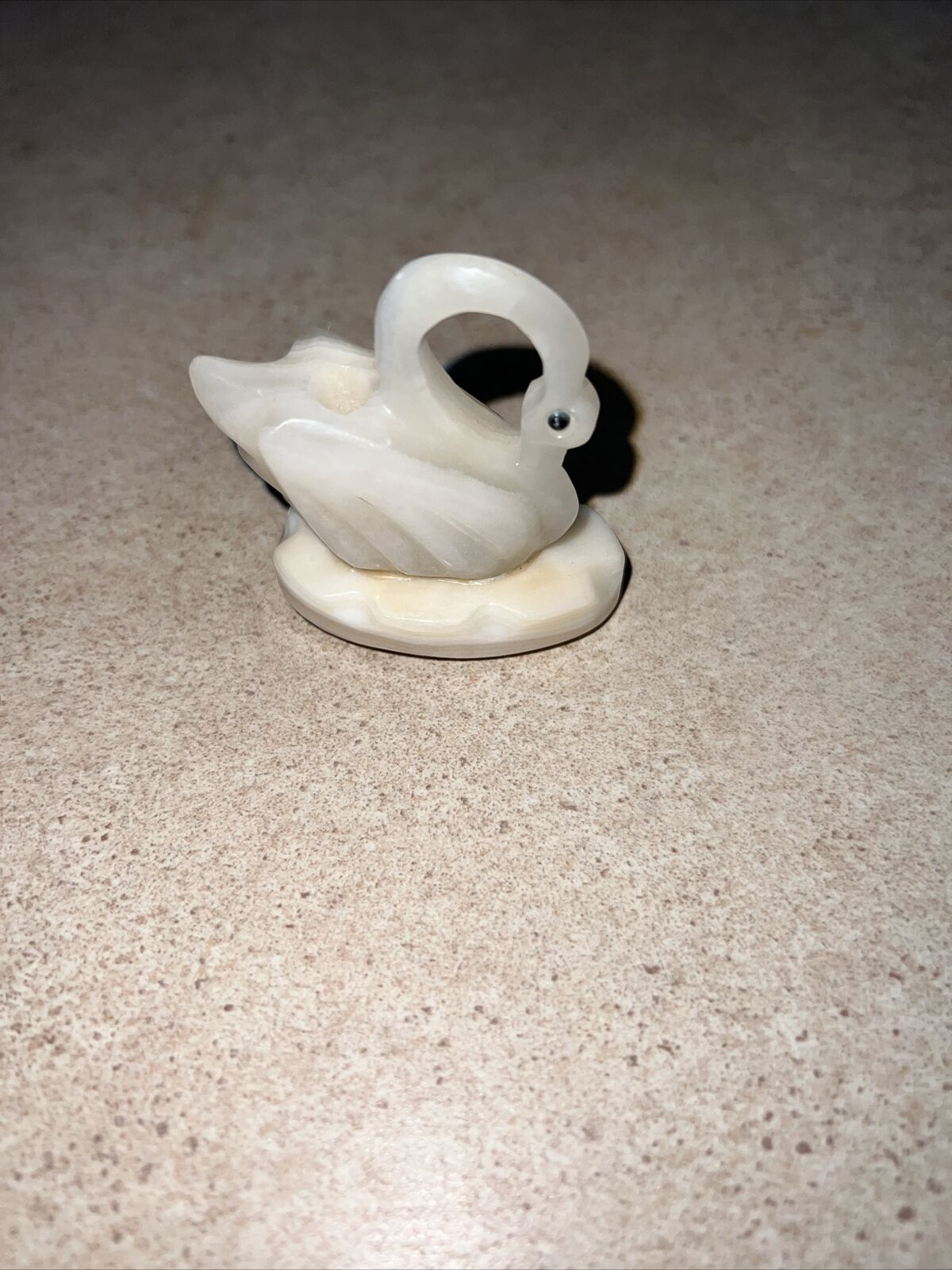 Swan Onyx Marble Stone Bird Sculpture Figurine Paperweight Vintage Hand Carved