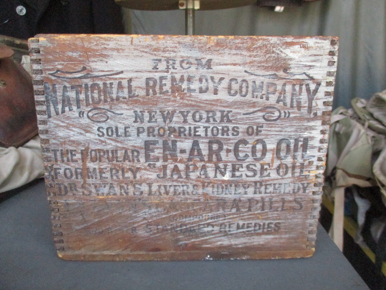 Vtg 1800s, early 1900s NATIONAL REMEDY COMPANY, NY Wood Shipping Box