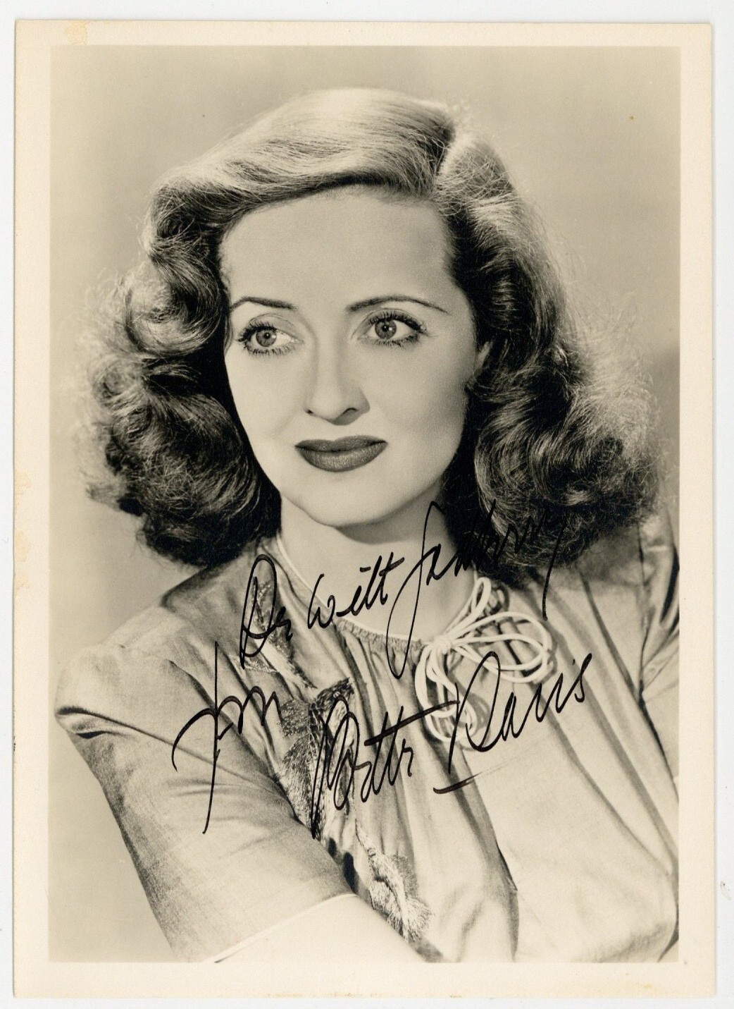 Bette Davis 1940 Autographed Photo Double Weight Sepia Portrait Hand Signed