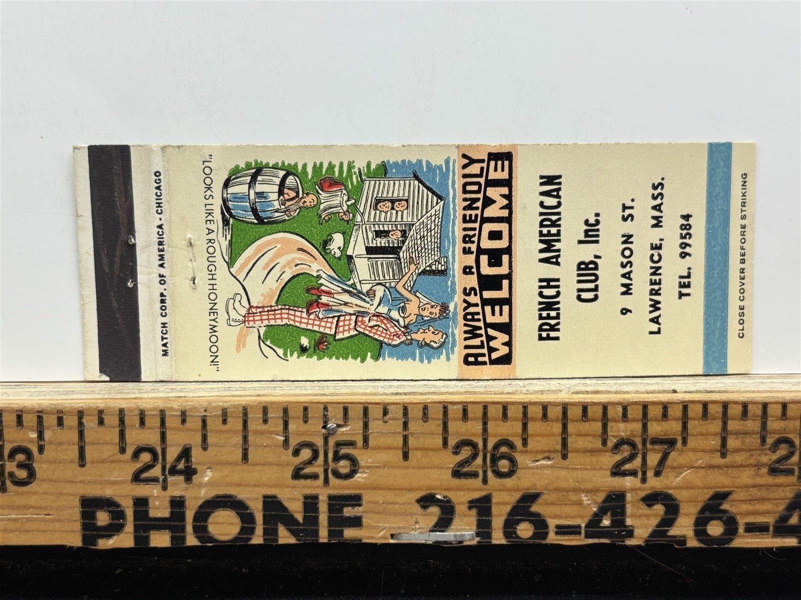 French American Club Inc Lawrence Massachusetts Matchbook Match Cover Vintage French American Club Inc Lawrence Massachusetts Matchbook Match Cover Vintage