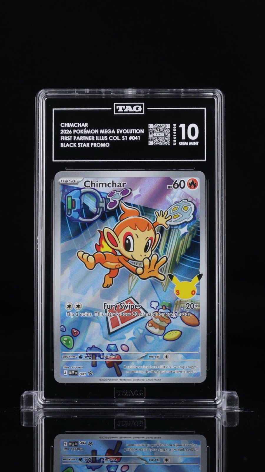 Chimchar 2026 First Partner Illustration Collection Black Star Promo TAG 10 PSA