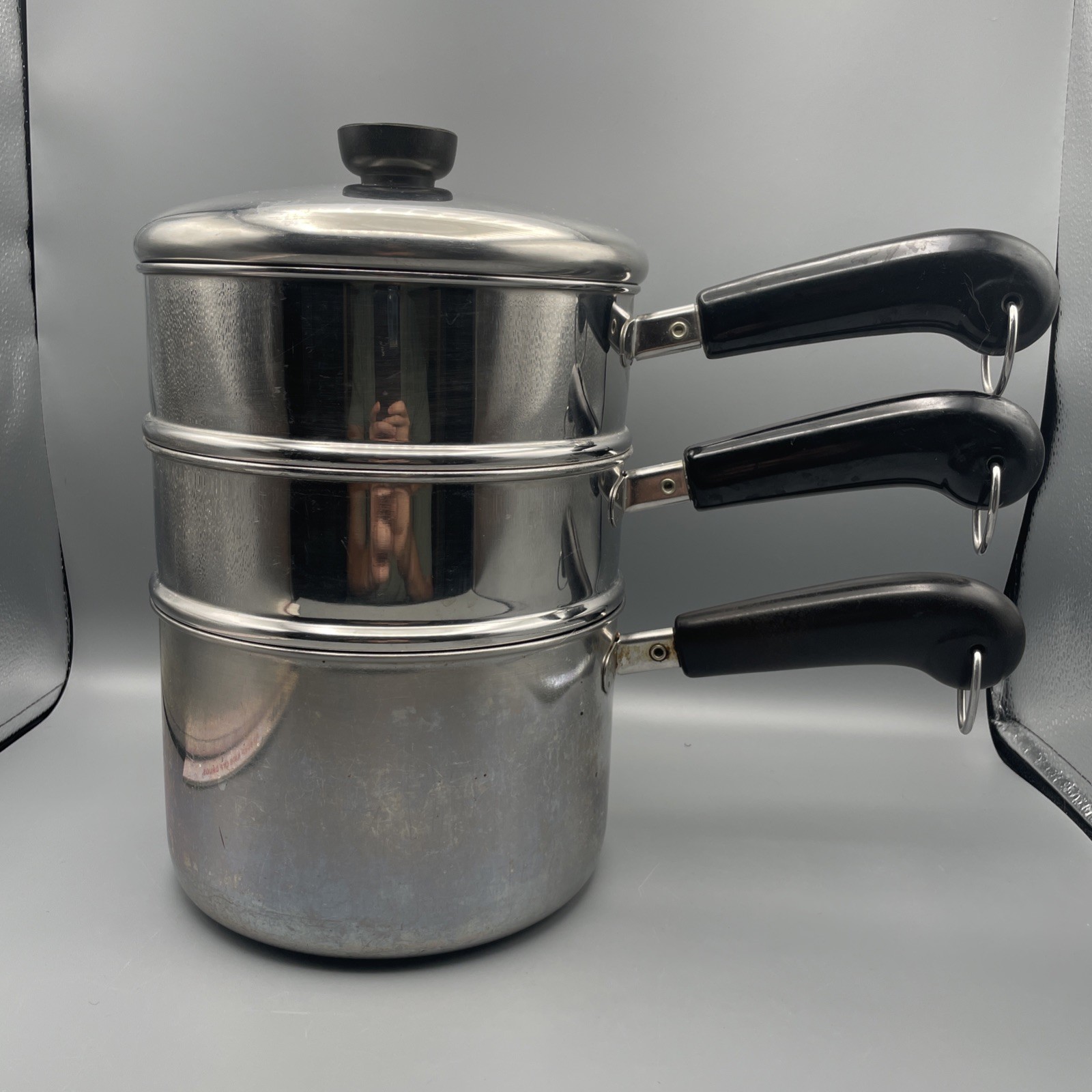 VTG Revere Ware 3 Qt - 91d Sauce Pan Double Boiler, Strainer, Lid Tri Ply Bottom