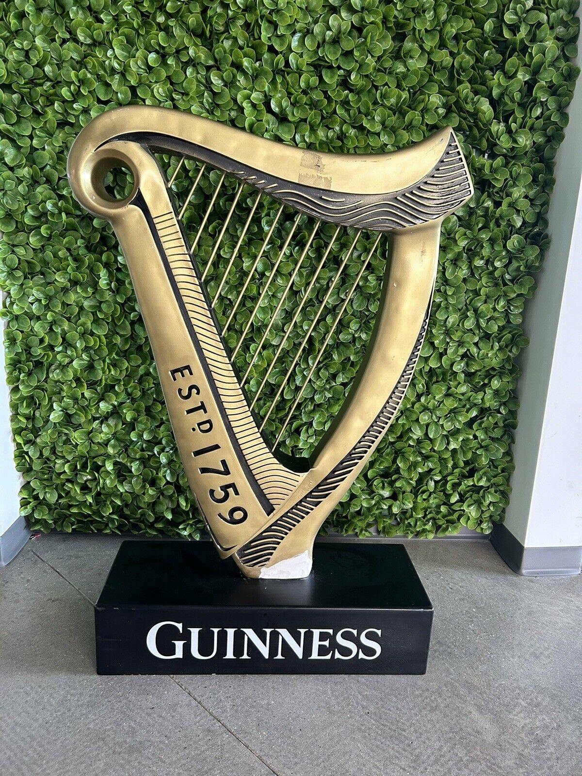 RARE Guinness Beer Harp Alcohol Display Sign Double Sided Huge 21