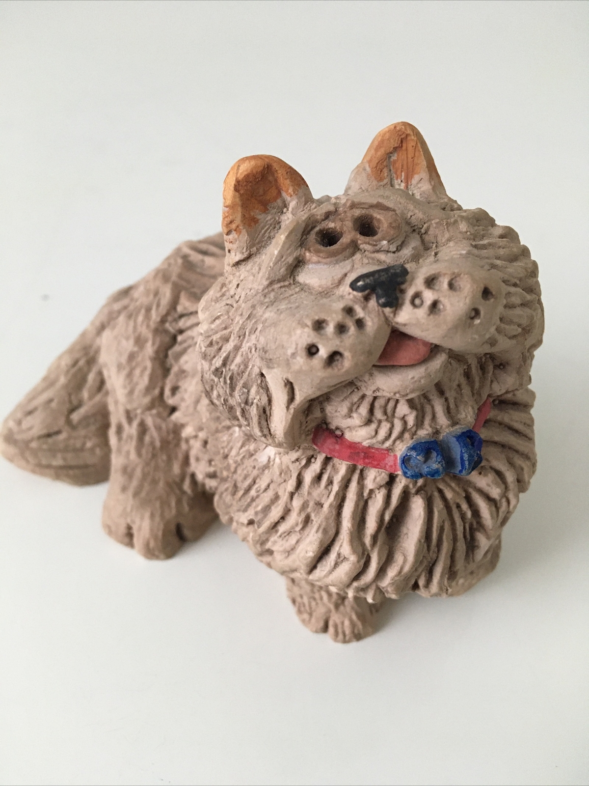 VTG Studio Pottery Whimsical Clay Pop Art Persian Cat w/ Bow 3\