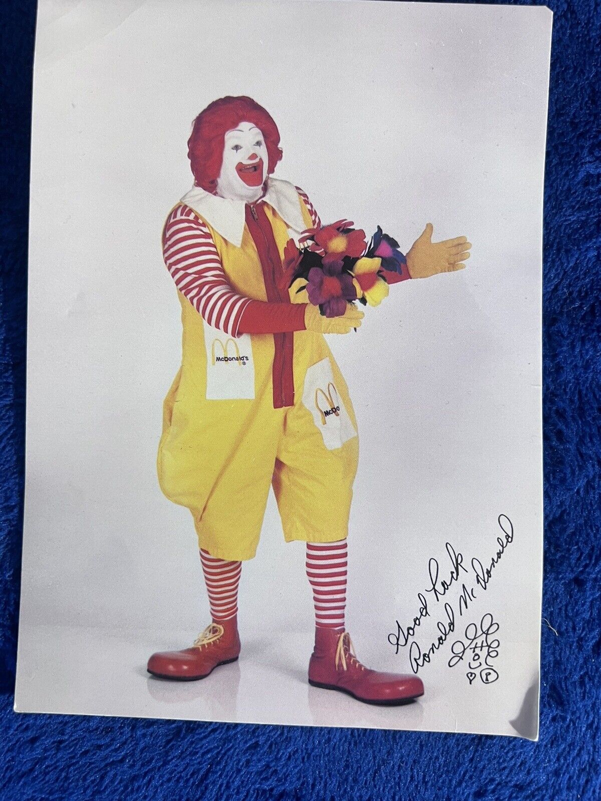Signed Ronald McDonald photo 5 x 7 vintage