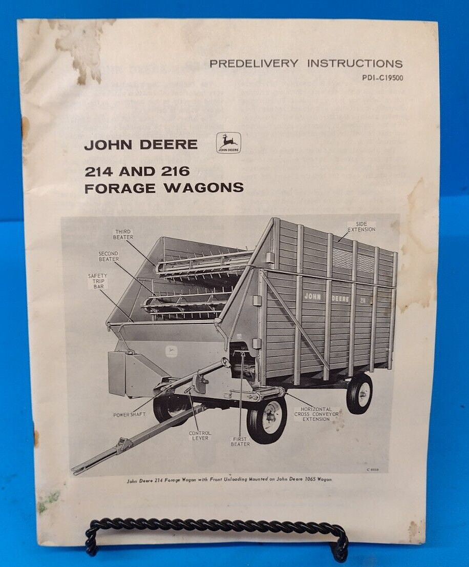 John Deere Predelivery Inst.,PDI-C19500,  214 & 216 Forage Wagon