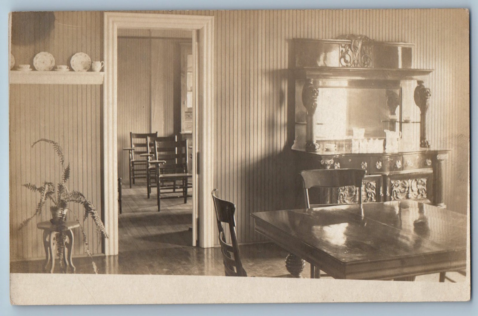 c1905 View Of Victorian House Dining Room Interior RPPC Photo Antique Postcard