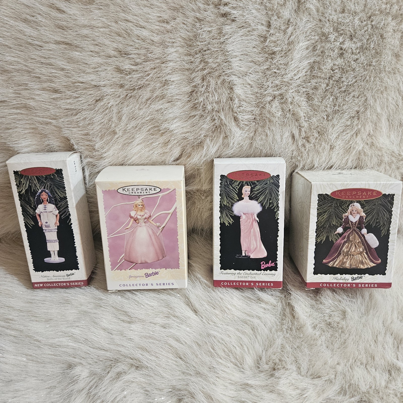 Lot of 4 Hallmark Barbie Keepsake Ornaments Vintage 1996  Holidays