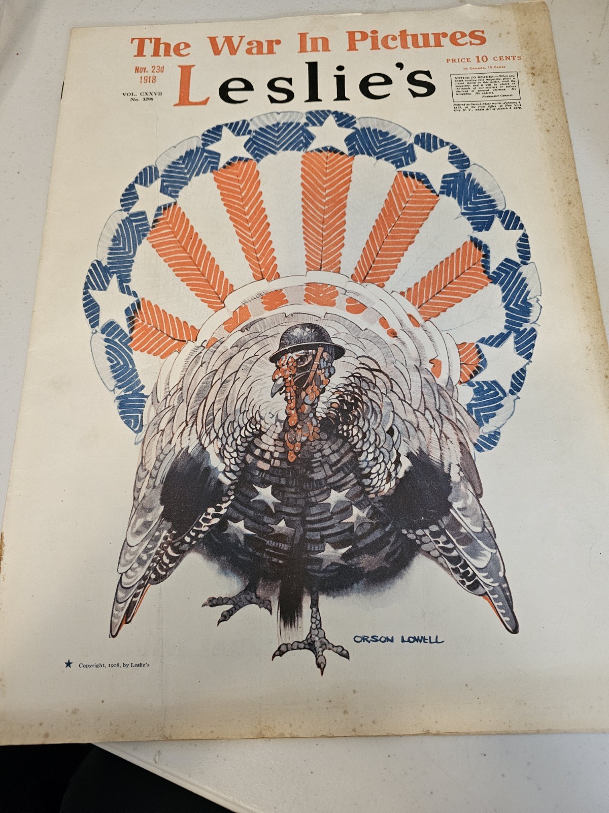 1918 Leslie's Illustrated Weekly Newspaper Nov 23rd 1918 The War In Pictures VG