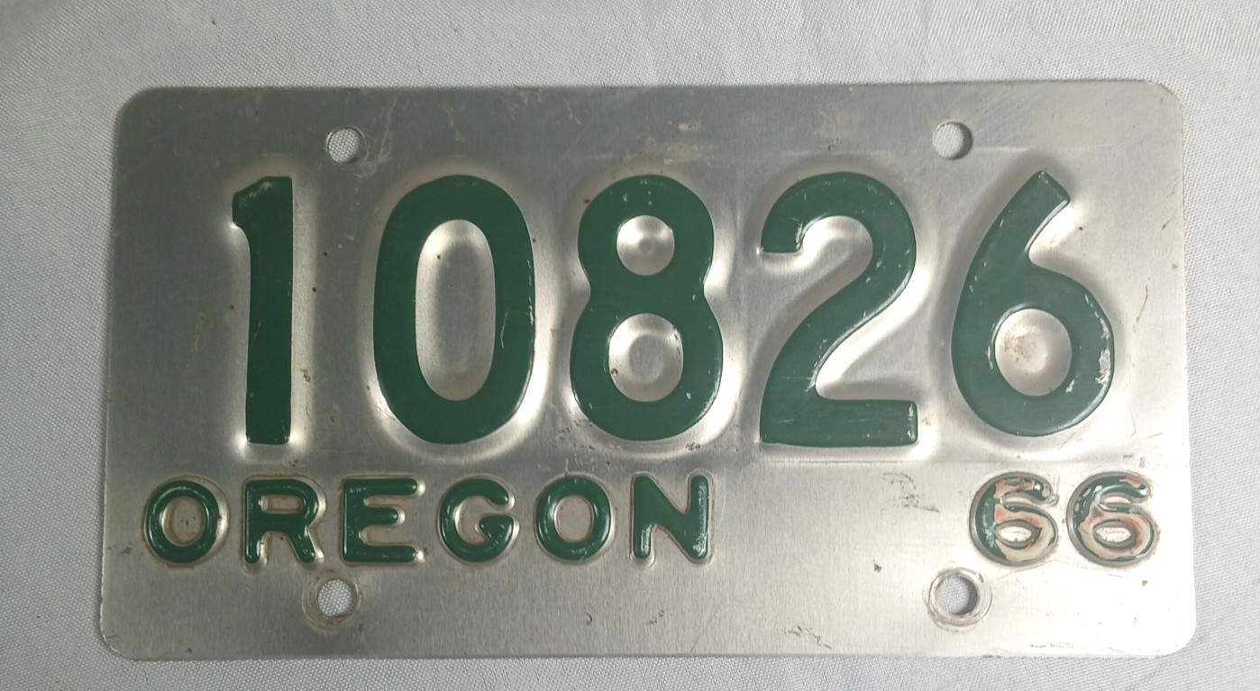 Vtg. 1966 Oregon Motorcycle License Plate