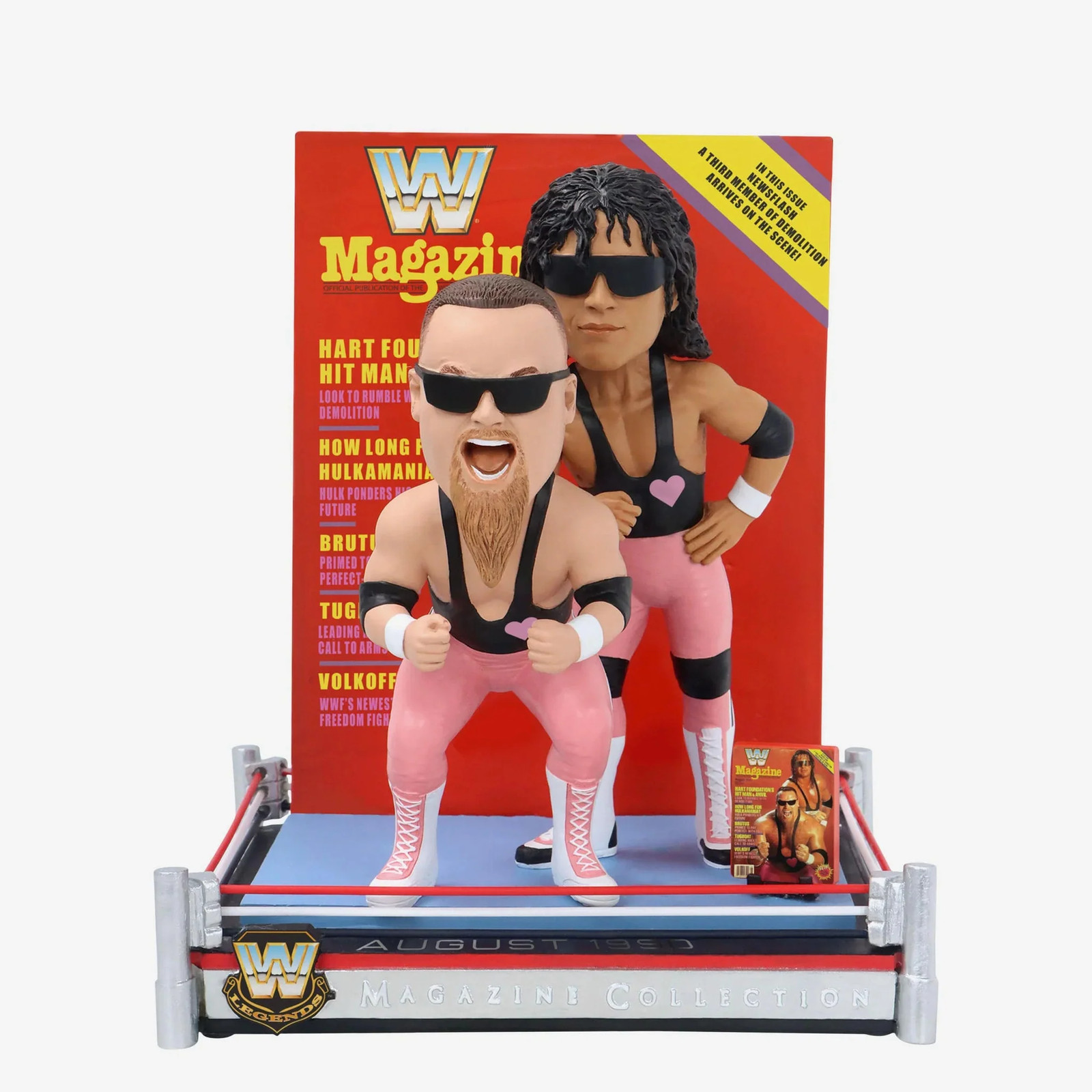 Bret Hit Man Hart Jim The Anvil Neidhart Hart Foundation WWE Magazine Bobblehead