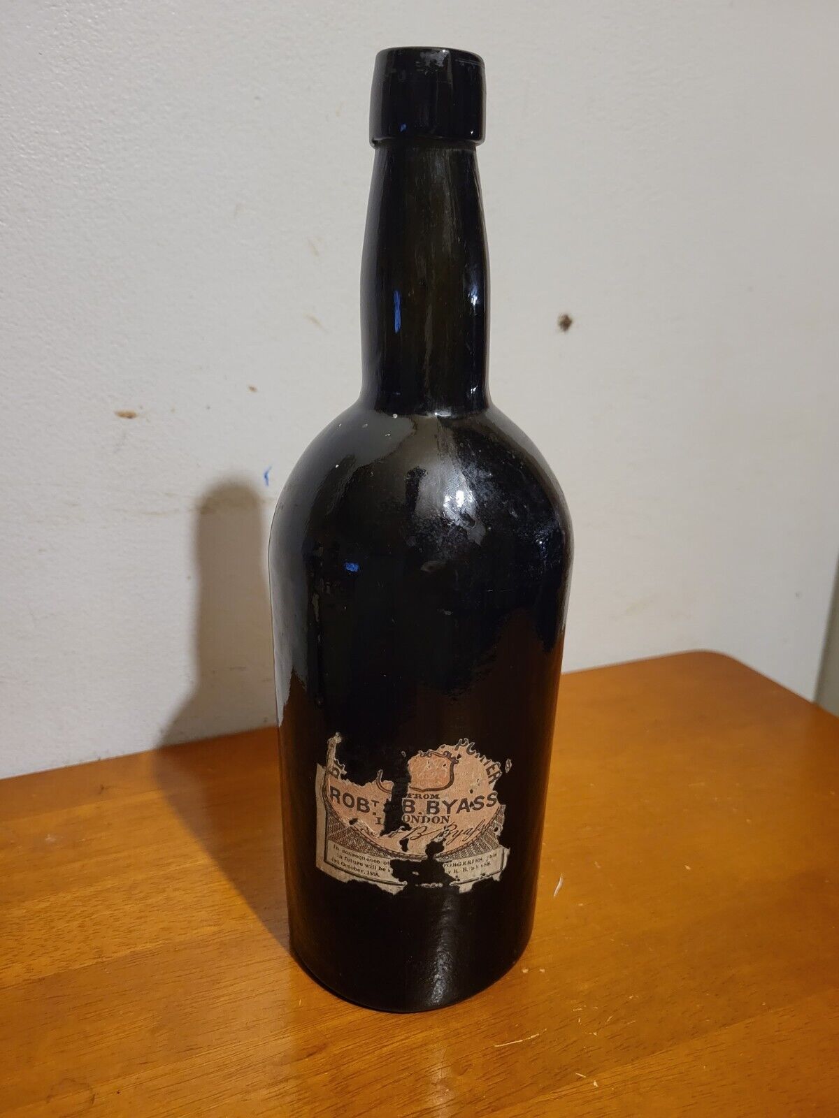 Antique Three-Piece Mold Black Glass Ale Bottle Deep Sand Pontil 1850\'s WOW...