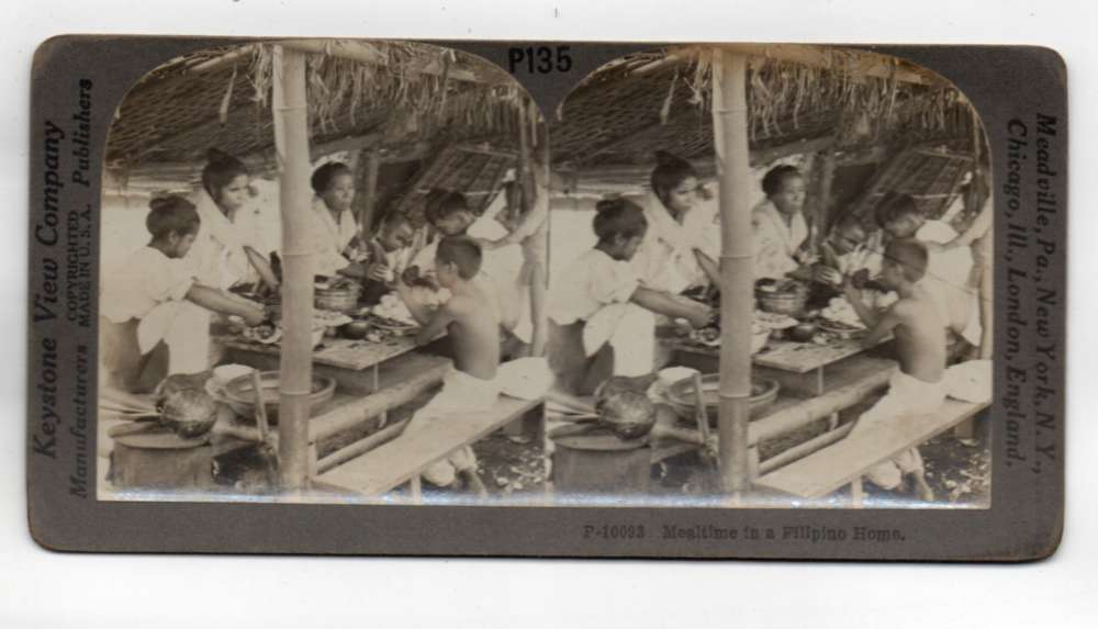 Philippines Mealtime in a Filipino Home Antique Stereoview J76770