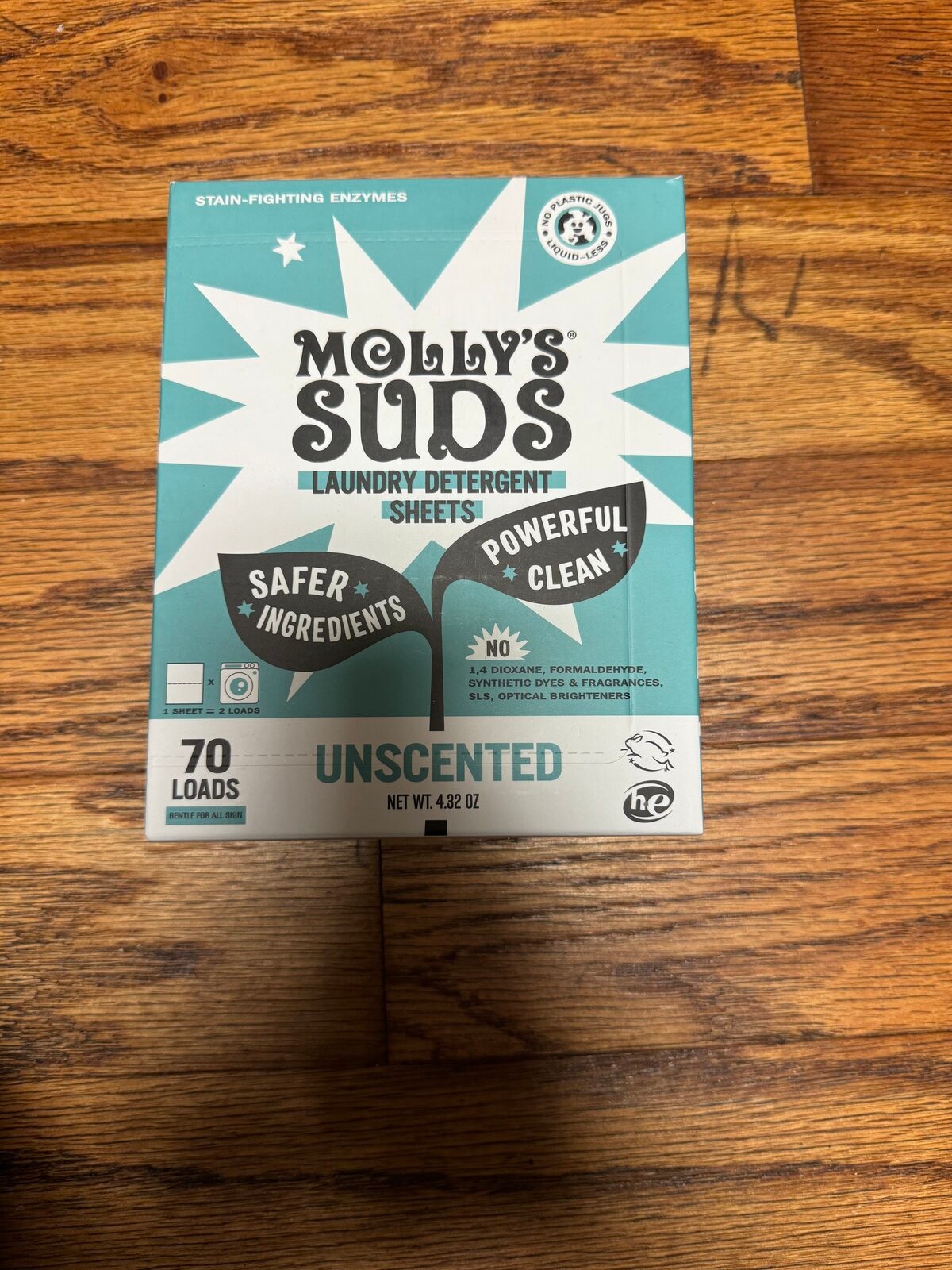 Molly\'s Suds Laundry Detergent Sheets Unscented 70 Loads 4.82 oz HE Molly\'s Suds Laundry Detergent Sheets Unscented 70 Loads 4.82 oz HE