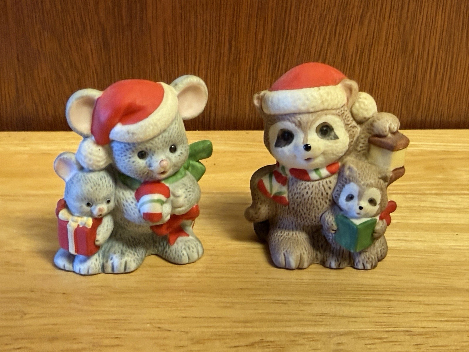 Vintage Homco Set 5180 Festive Christmas Ceramic Animal Figures Lot Of 2