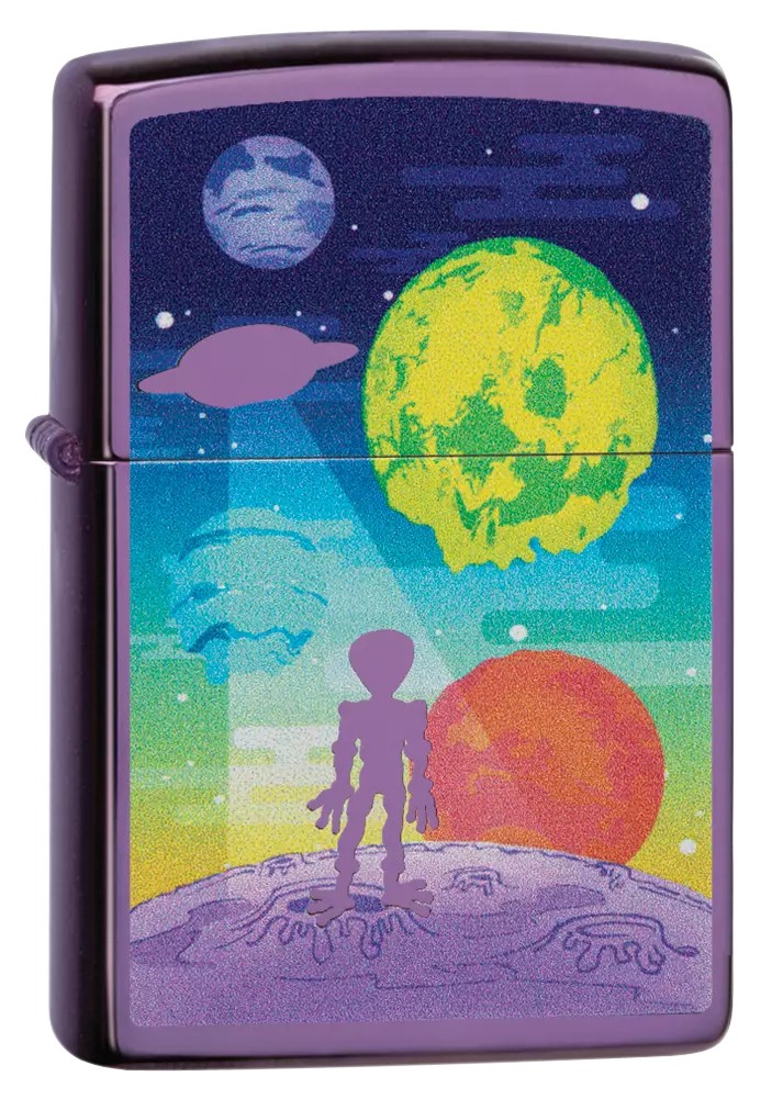Zippo Alien Worlds High Polish Purple Windproof Pocket Lighter, 24747-081162 Zippo Alien Worlds High Polish Purple Windproof Pocket Lighter, 24747-081162