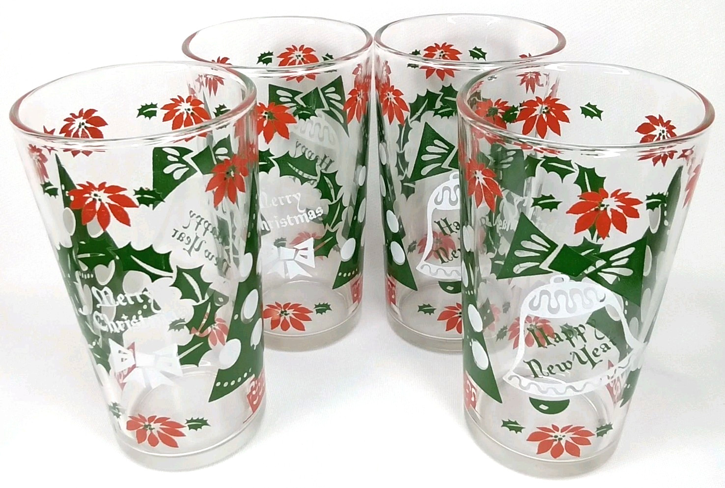 Continental Can Company Hazelware Christmas Tumbler Set Of 4 Vintage 1950s